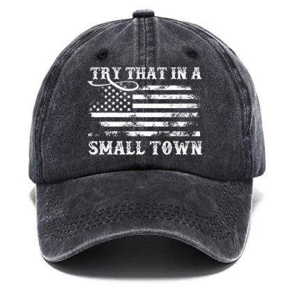 Washed Cotton Sun Hat Vintage Try That In A Small Town Country Music American Flag Outdoor Casual Cap-Unitsen