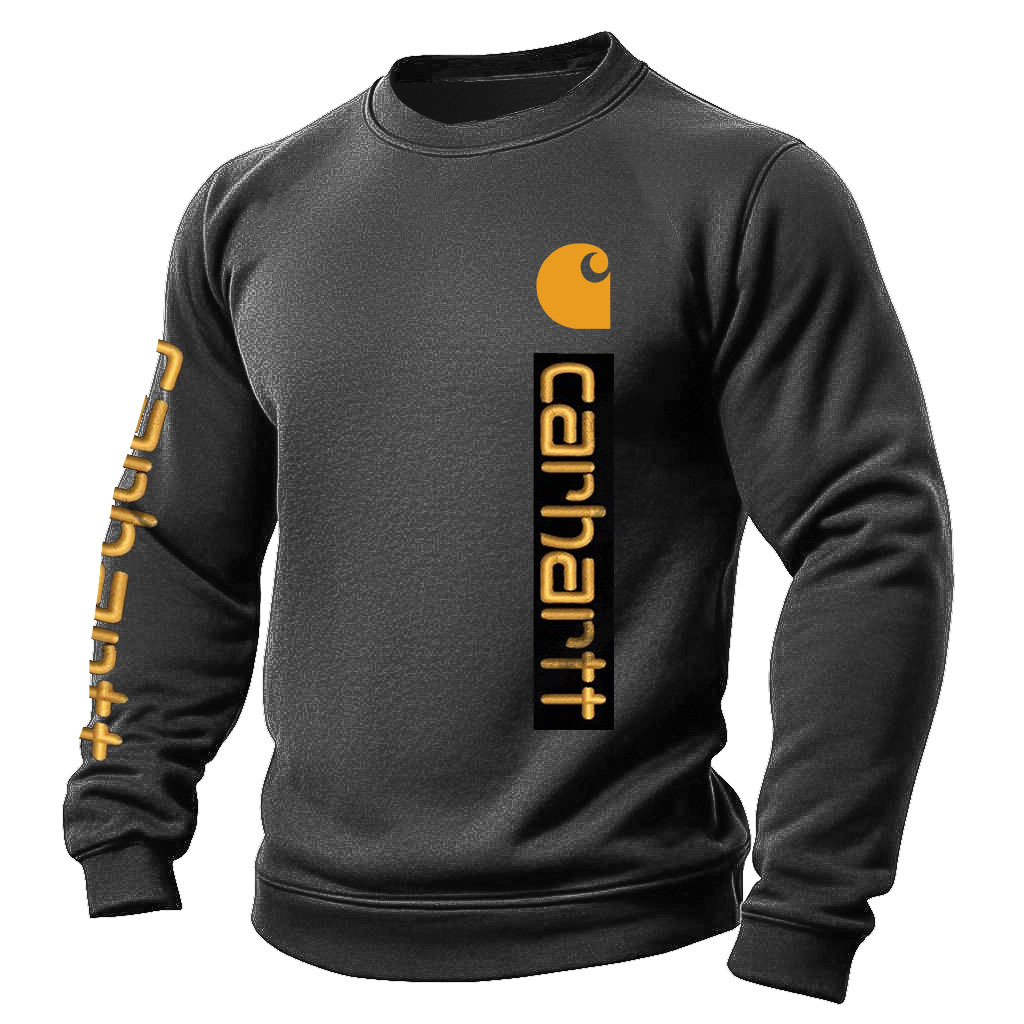 Men's Vintage Letter Print Long Sleeve Crew Neck Sweatshirt-Unitsen