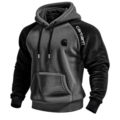 Men's Vintage Western Cowboy Contrast Fleece Hoodie-Unitsen