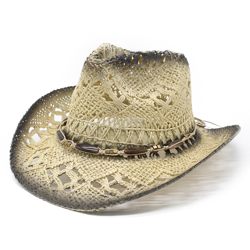 Western Outdoor Beach Retro Cowboy Straw Hat-Unitsen