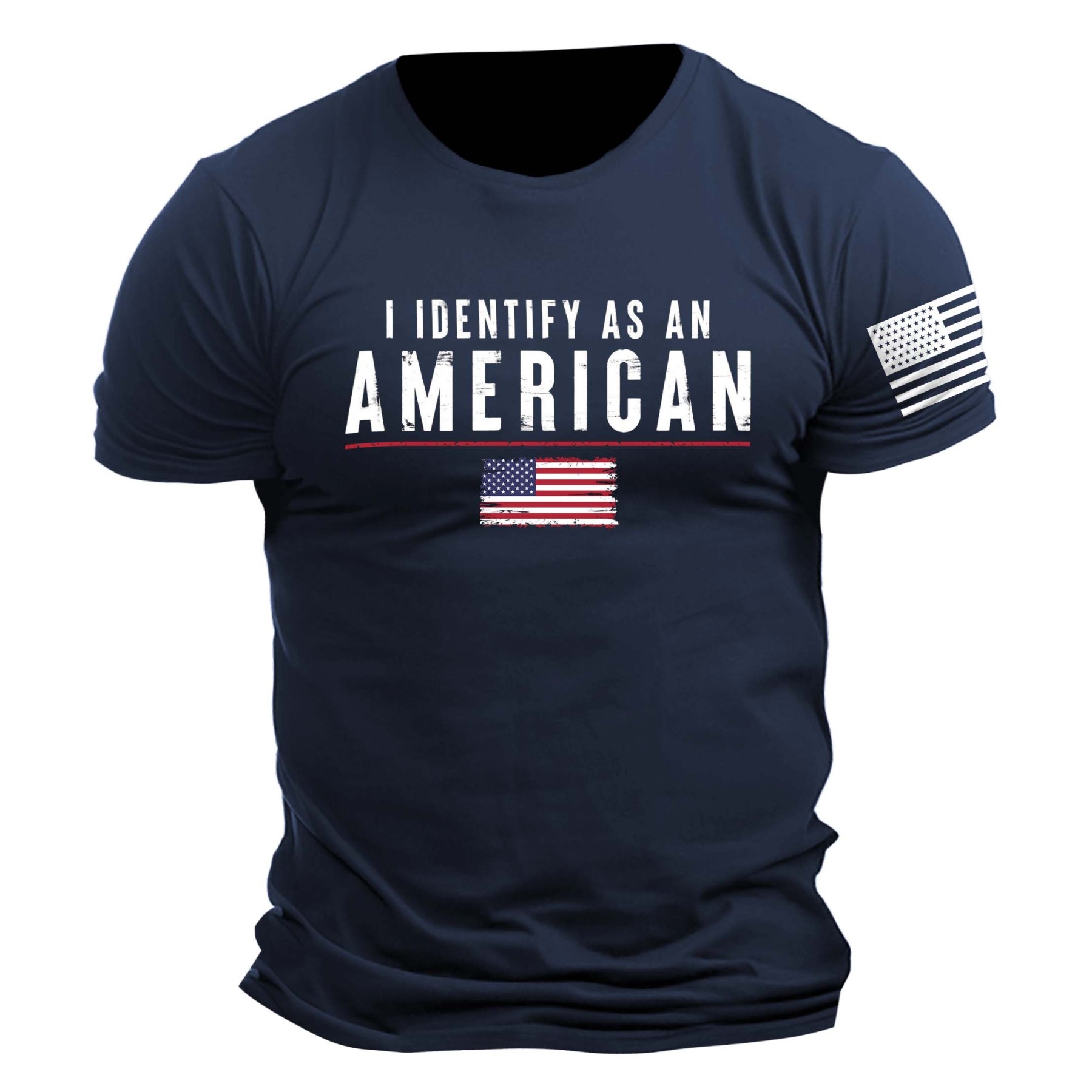 Men's Vintage I Identify As An American Patriotic Print Daily Short Sleeve Crew Neck T-Shirt-Unitsen