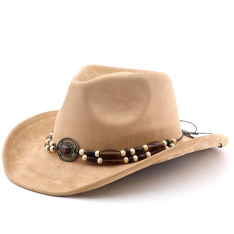 Unisex Western Cowboy Outdoor Suede Felt Hat Sun Protection Hat-Unitsen
