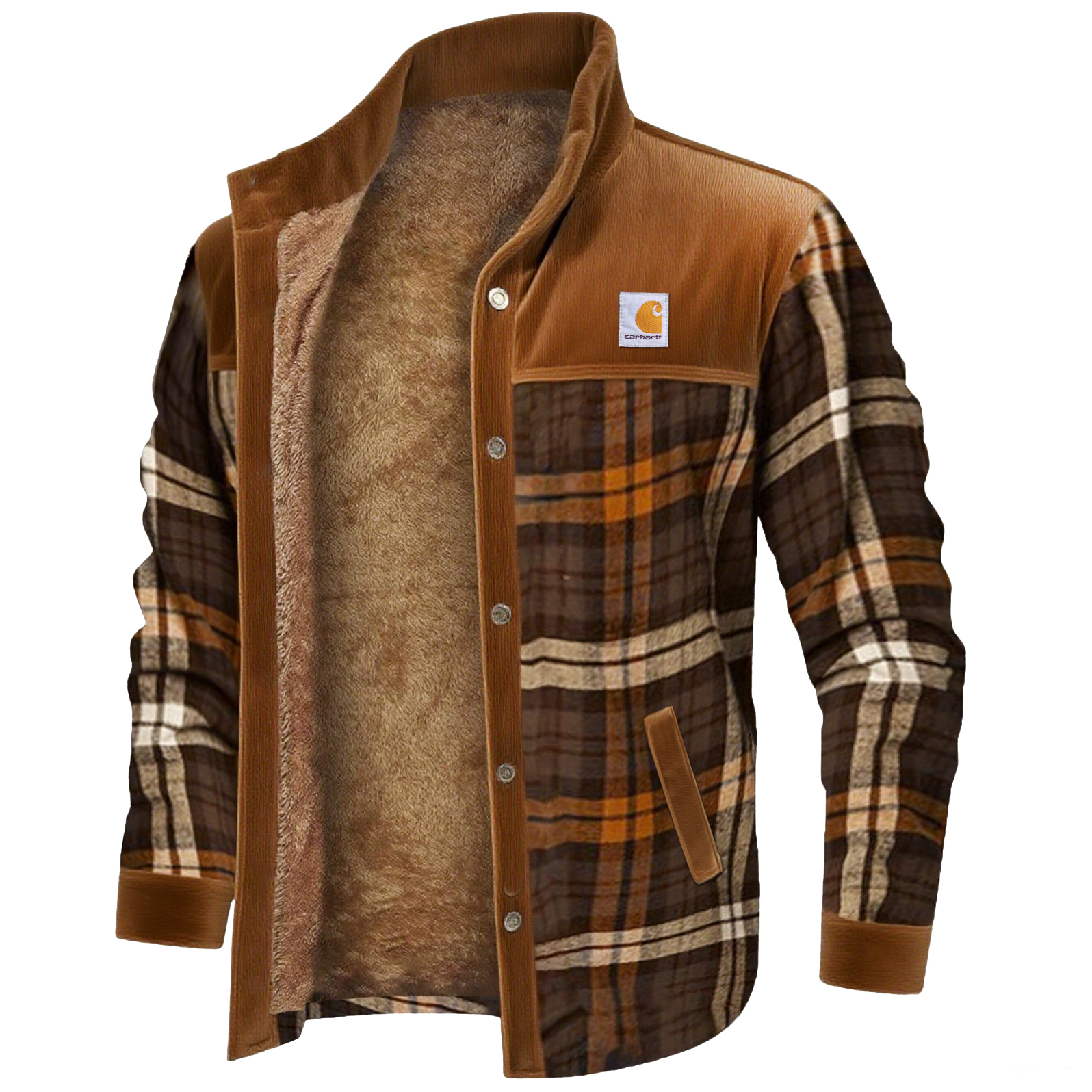 Men's Vintage Western Cowboy Plaid And Fleece Jacket-Unitsen