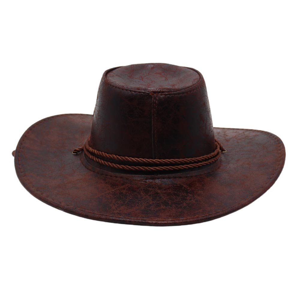 Unisex Western Cowboy Outdoor Visor Leather Hat-Unitsen