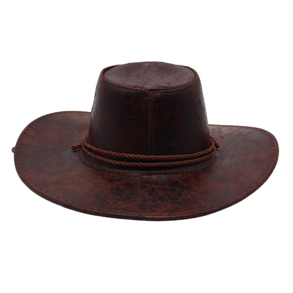 Unisex Western Cowboy Outdoor Visor Leather Hat-Unitsen