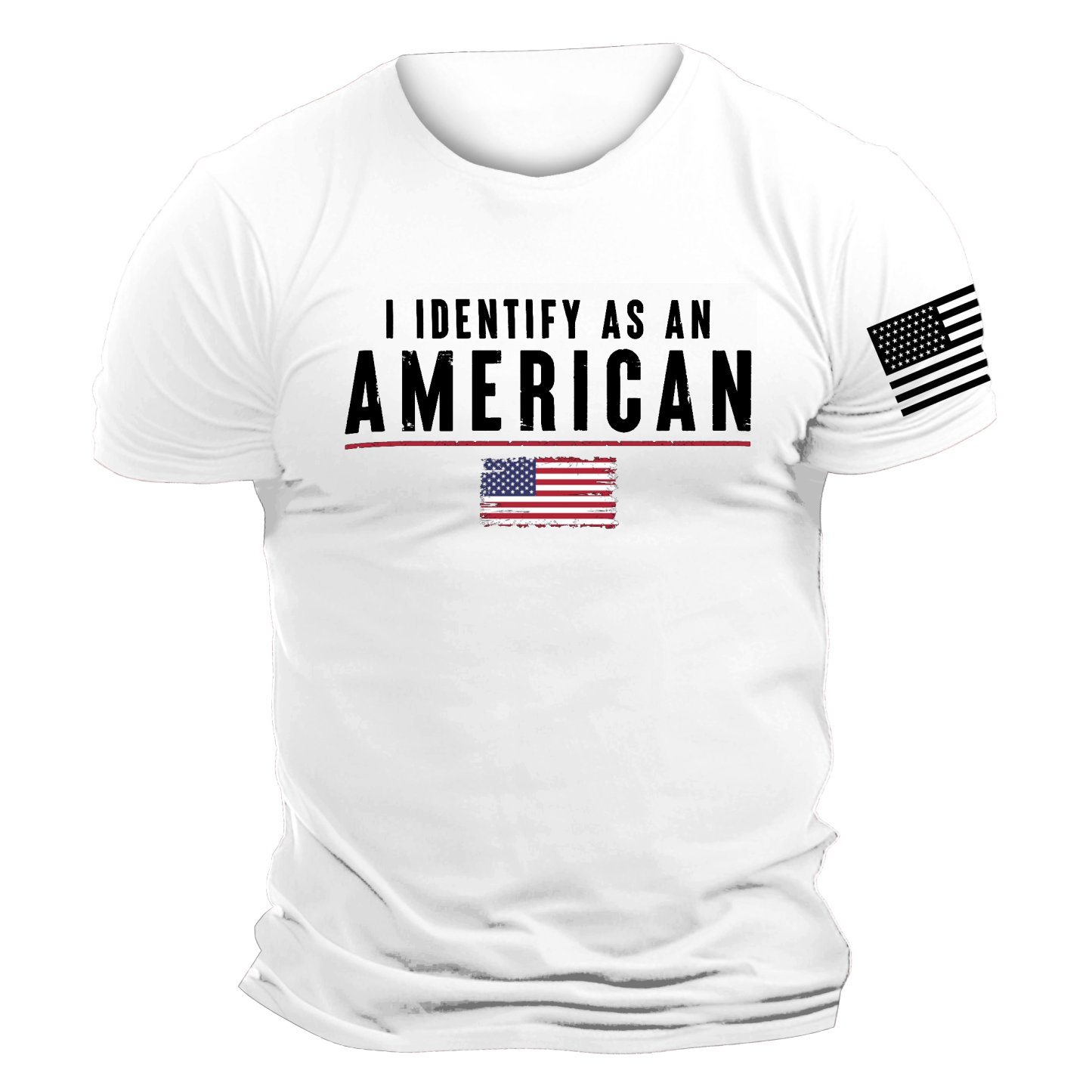 Men's Vintage I Identify As An American Patriotic Print Daily Short Sleeve Crew Neck T-Shirt-Unitsen