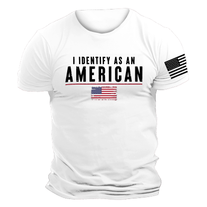 Men's Vintage I Identify As An American Patriotic Print Daily Short Sleeve Crew Neck T-Shirt-Unitsen