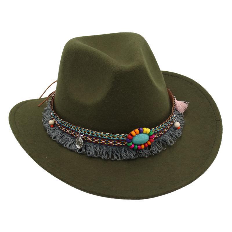 Unisex Western Cowboy Outdoor Felt Hat Sun Hat-Unitsen
