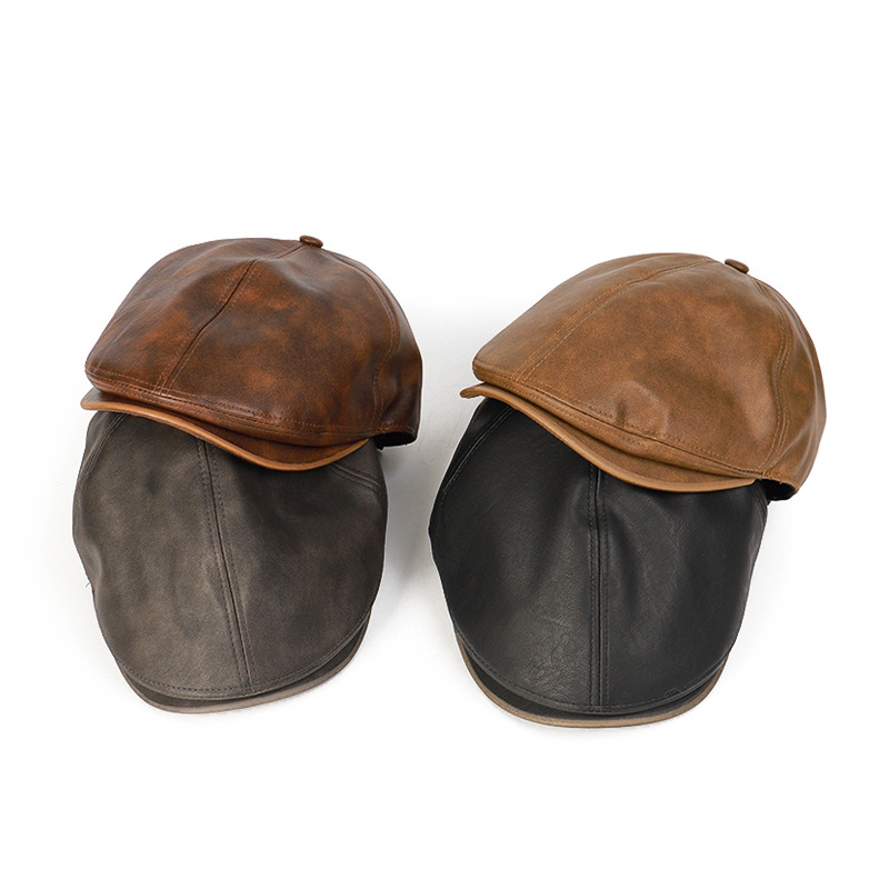 Retro PU Leather British Style Forward Hat-Unitsen