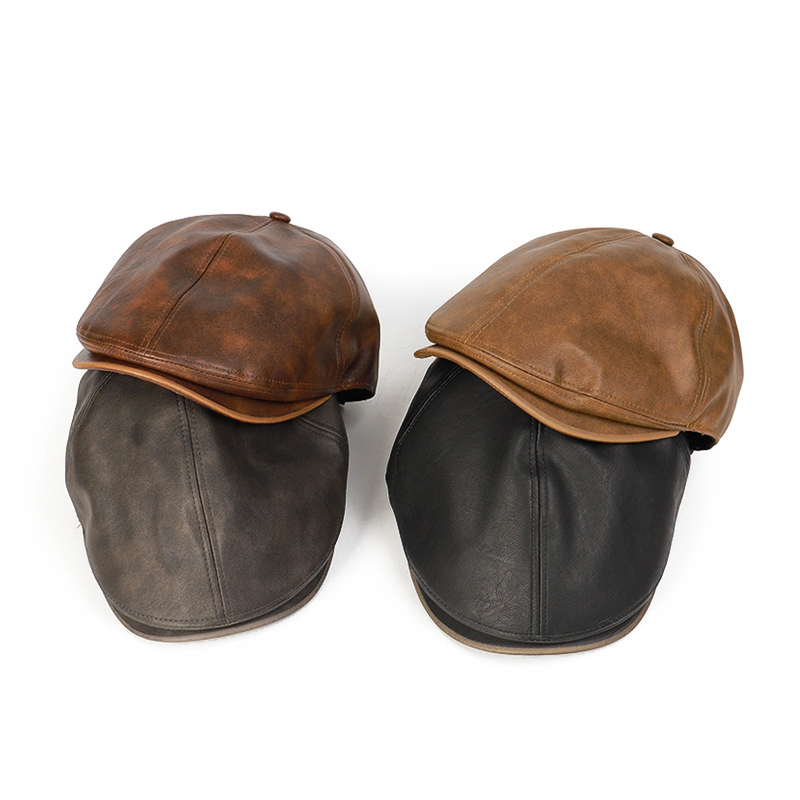 Retro PU Leather British Style Forward Hat-Unitsen