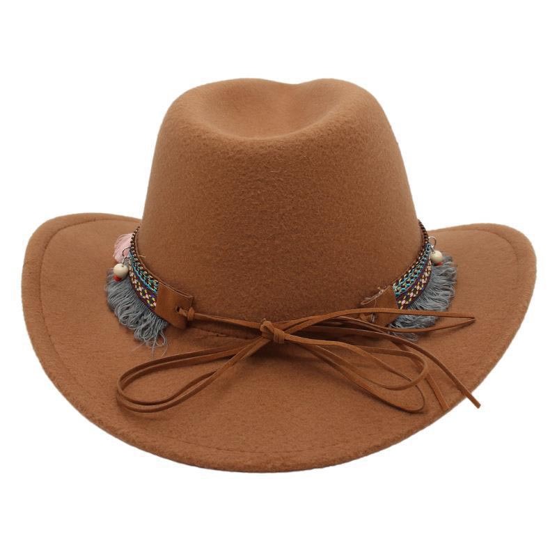 Unisex Western Cowboy Outdoor Felt Hat Sun Hat-Unitsen