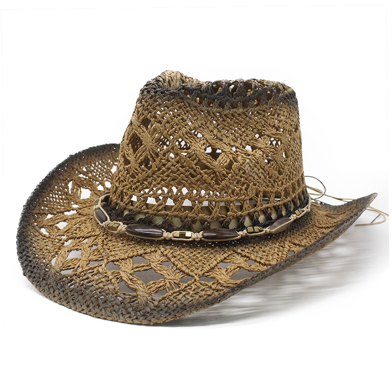 Western Outdoor Beach Retro Cowboy Straw Hat-Unitsen