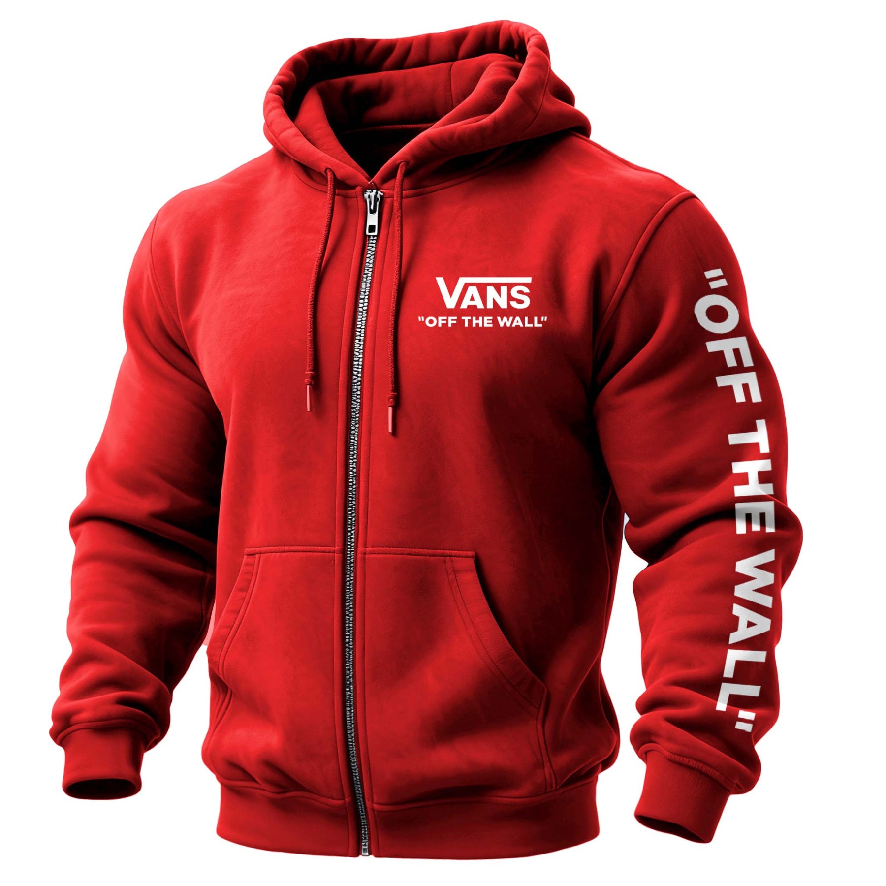 Men's Vintage Off The Wall Print Pocket Full-Zip Long Sleeve Hoodie Jacket-Unitsen