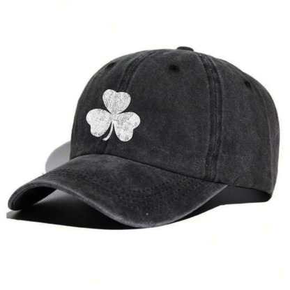 St. Patrick's Day Lucky You Shamrock Washed Cotton Sun Hat Vintage Outdoor Casual Cap-Unitsen