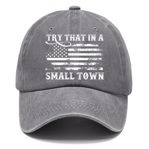 Washed Cotton Sun Hat Vintage Try That In A Small Town Country Music American Flag Outdoor Casual Cap-Unitsen