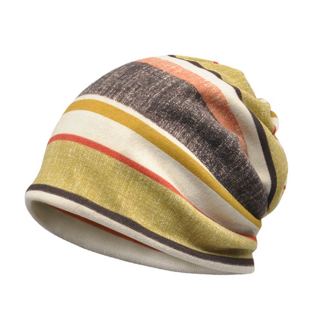 Striped Knitted Windproof Neck Warm Hat-Unitsen