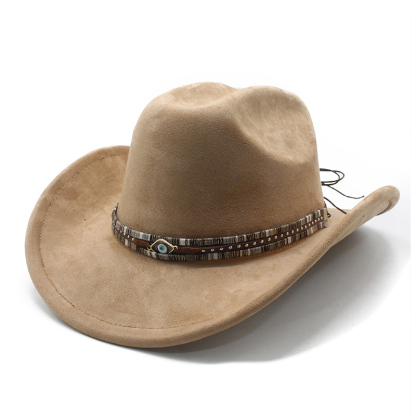 Unisex Vintage Western Cowboy Ethnic Suede Hat-Unitsen