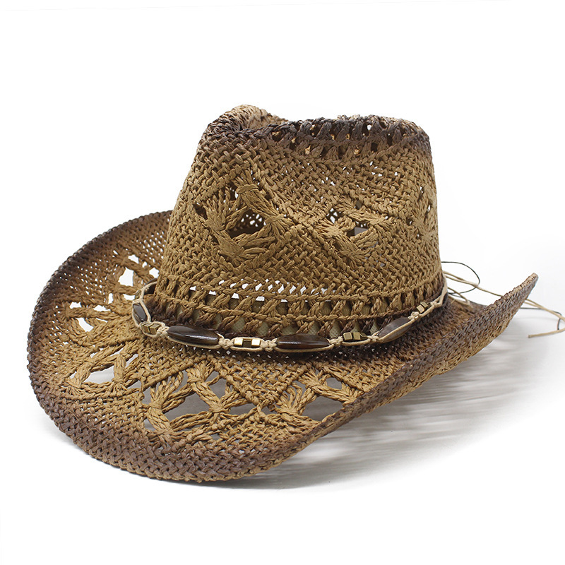 Western Outdoor Beach Retro Cowboy Straw Hat-Unitsen