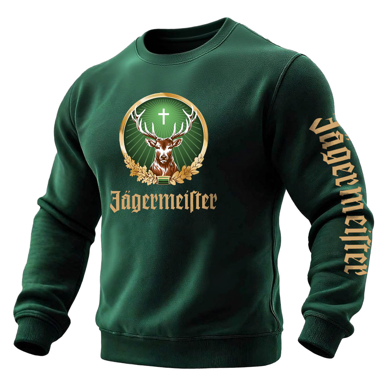 Men's Vintage Deer Letter Print Pocket Long Sleeve Crewneck Sweatshirt-Unitsen