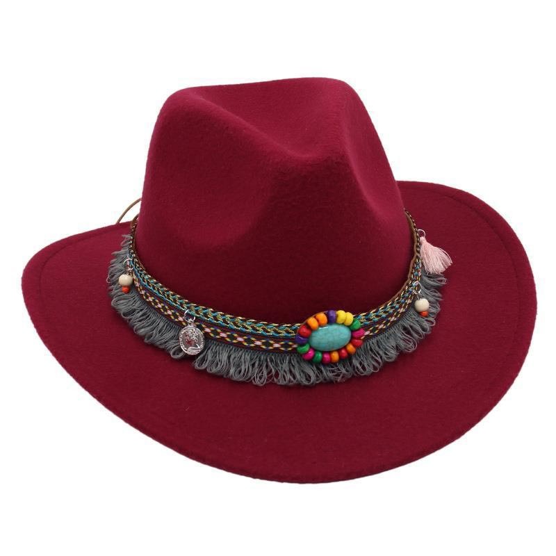 Unisex Western Cowboy Outdoor Felt Hat Sun Hat-Unitsen