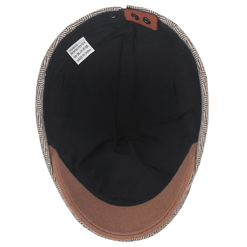 Herringbone Casual Warm Peaked Cap British Retro Progressive Hat-Unitsen