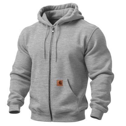 Men's Vintage Pocket Full-Zip Long Sleeve Hoodie-Unitsen