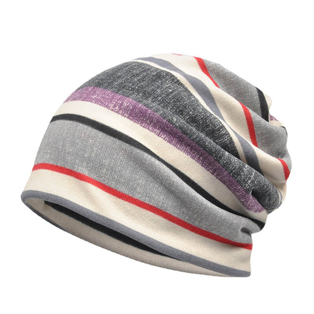 Striped Knitted Windproof Neck Warm Hat-Unitsen