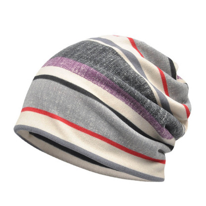 Striped Knitted Windproof Neck Warm Hat-Unitsen
