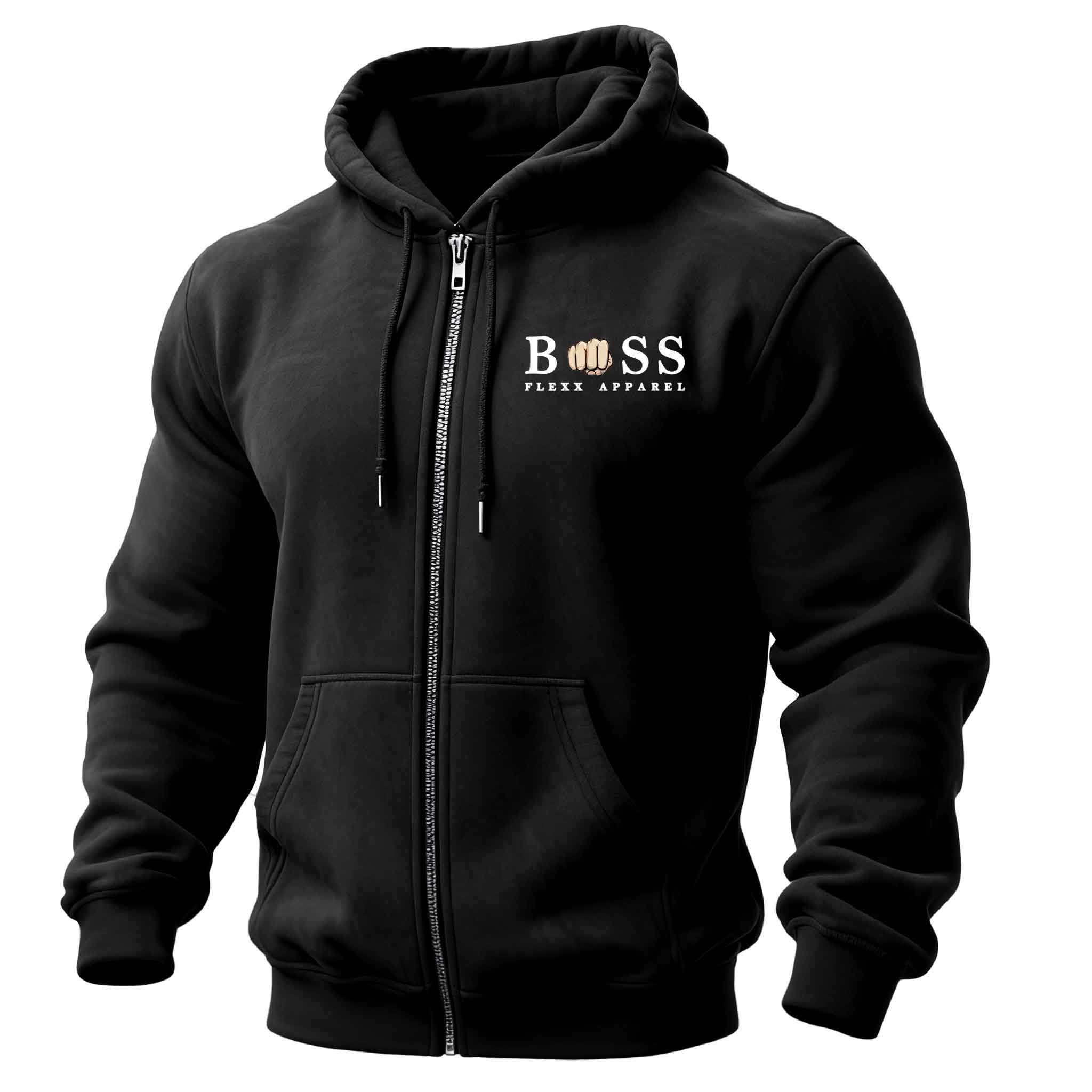 Men's Vintage Logo Print Pocket Full-Zip Long Sleeve Hoodie Jacket-Unitsen