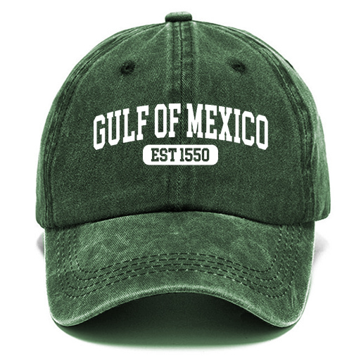 Gulf Of Mexico Est 1550 Unisex Washed Cotton Sun Hat Vintage Print Casual Cap-Unitsen