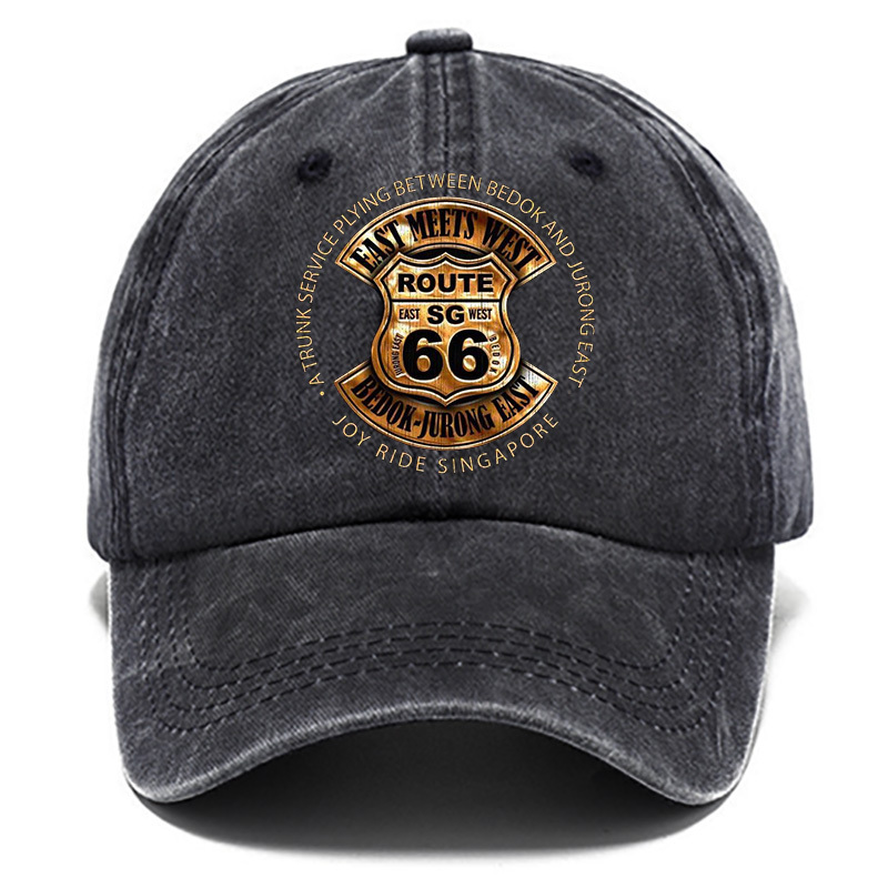 Route 66 Road Trip Print Washed Cotton Sun Hat Vintage Outdoor Casual Cap-Unitsen