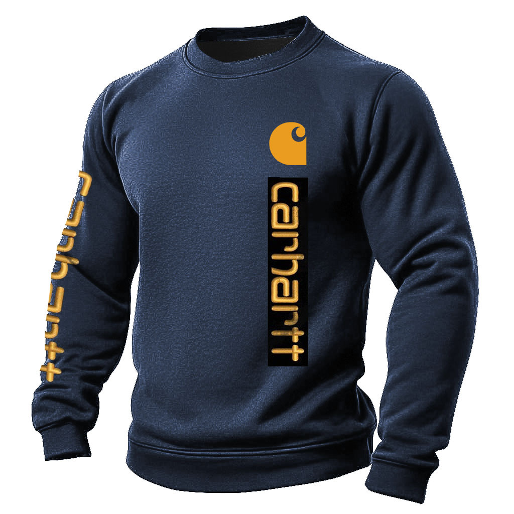 Men's Vintage Letter Print Long Sleeve Crew Neck Sweatshirt-Unitsen