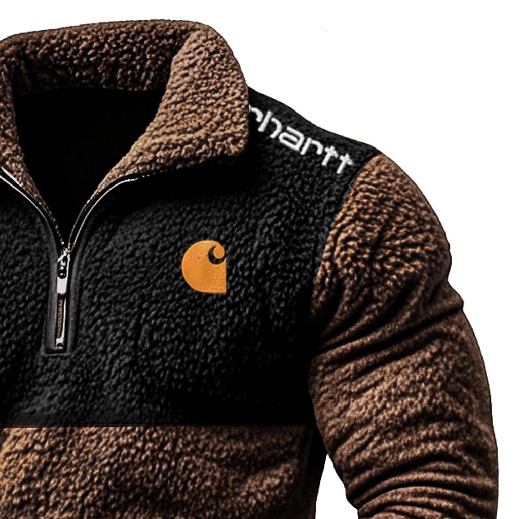 Men's Western Cowboy Embroidered Fleece Quarter Zip Collar Sweatshirt-Unitsen