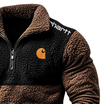 Men's Western Cowboy Embroidered Fleece Quarter Zip Collar Sweatshirt-Unitsen