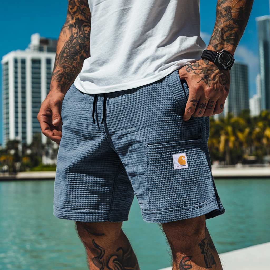 Men's Vintage Waffle Knit Surf Shorts-Unitsen