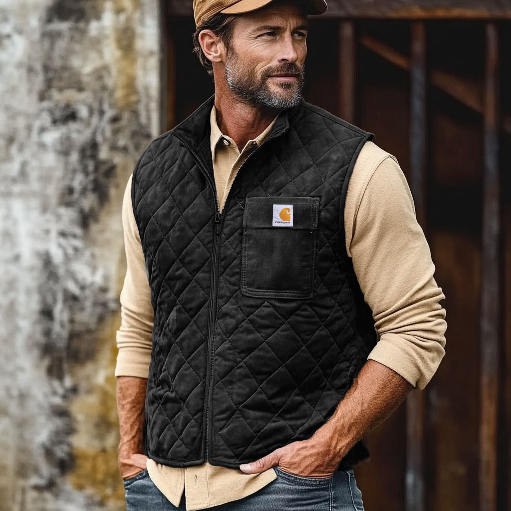 Carhartt Men's Vintage Suede Quilted Zip Vest Jacket-Unitsen