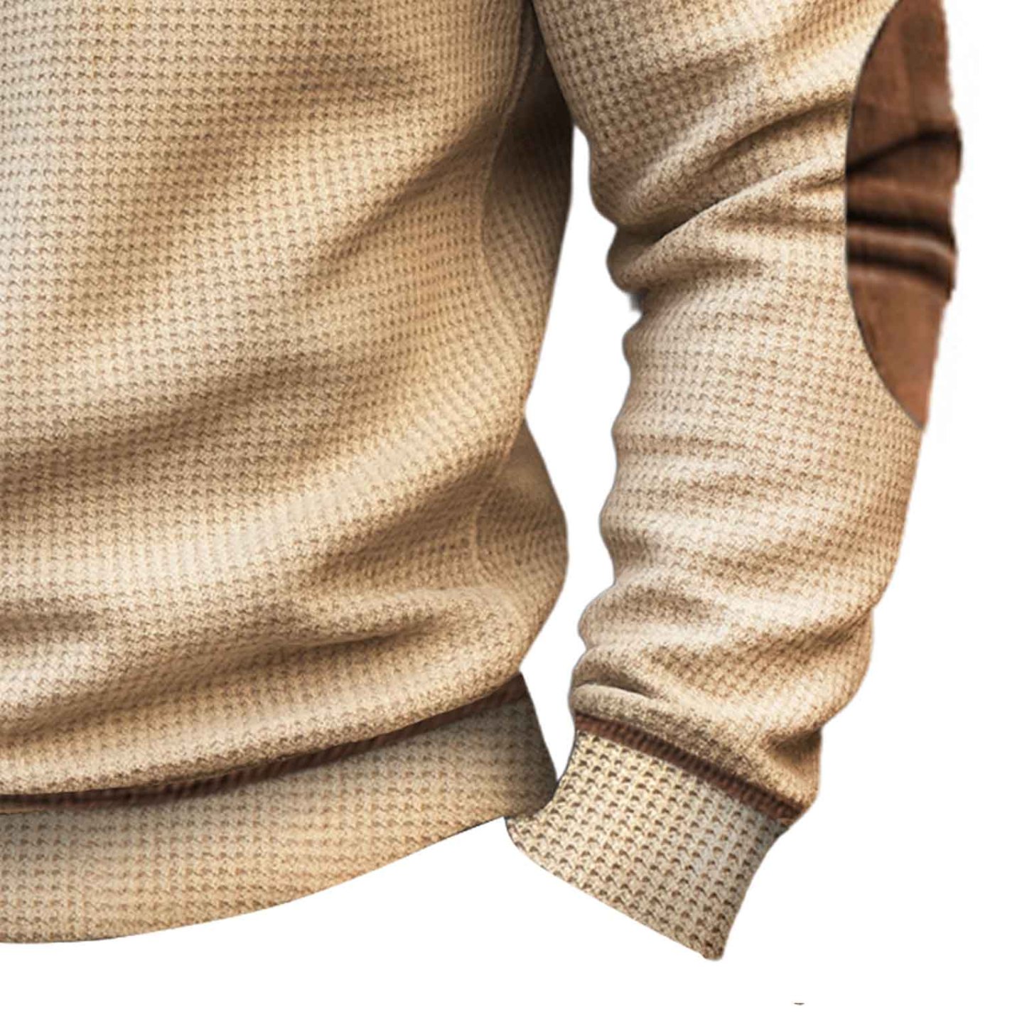 Carhartt Men's Vintage Apricot Waffle Knit Crewneck Suede Patches Sweatshirt-Unitsen