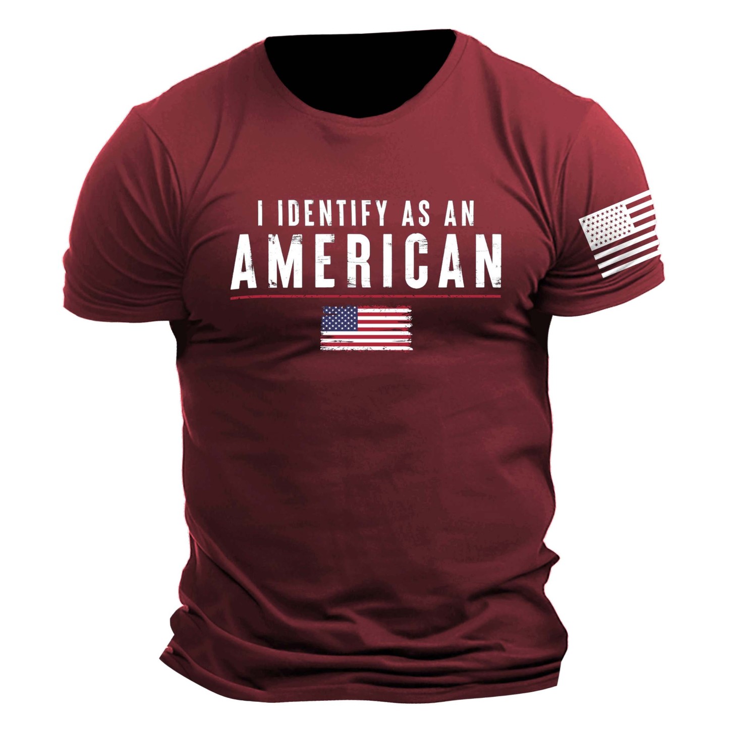 Men's Vintage I Identify As An American Patriotic Print Daily Short Sleeve Crew Neck T-Shirt-Unitsen