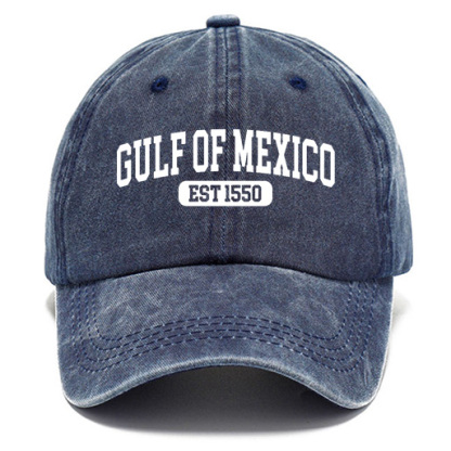 Gulf Of Mexico Est 1550 Unisex Washed Cotton Sun Hat Vintage Print Casual Cap-Unitsen