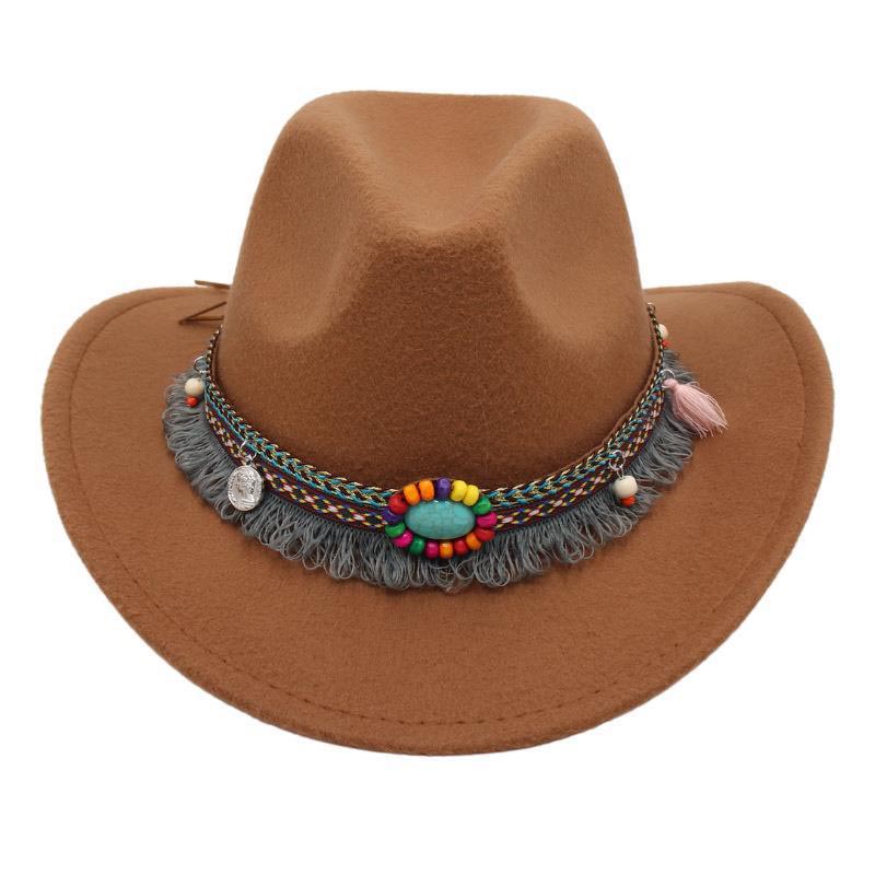 Unisex Western Cowboy Outdoor Felt Hat Sun Hat-Unitsen