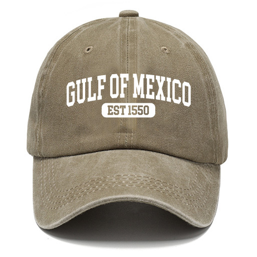 Gulf Of Mexico Est 1550 Unisex Washed Cotton Sun Hat Vintage Print Casual Cap-Unitsen