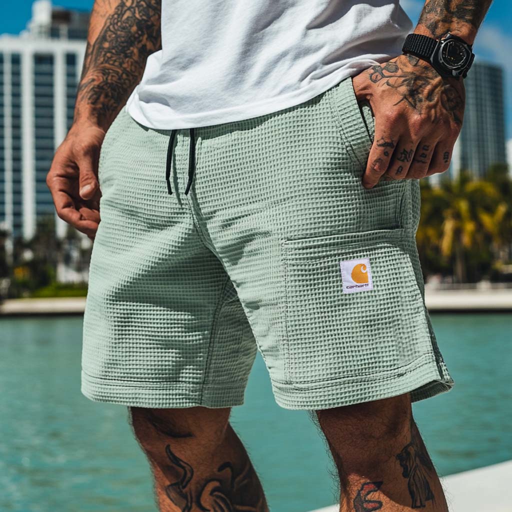 Men's Vintage Waffle Knit Surf Shorts-Unitsen