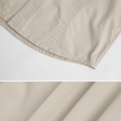 Men's Vintage Outdoor Workwear Pocket Long Sleeve Lapel Utility Shirt-Unitsen