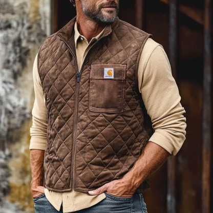 Carhartt Men's Vintage Suede Quilted Zip Vest Jacket-Unitsen
