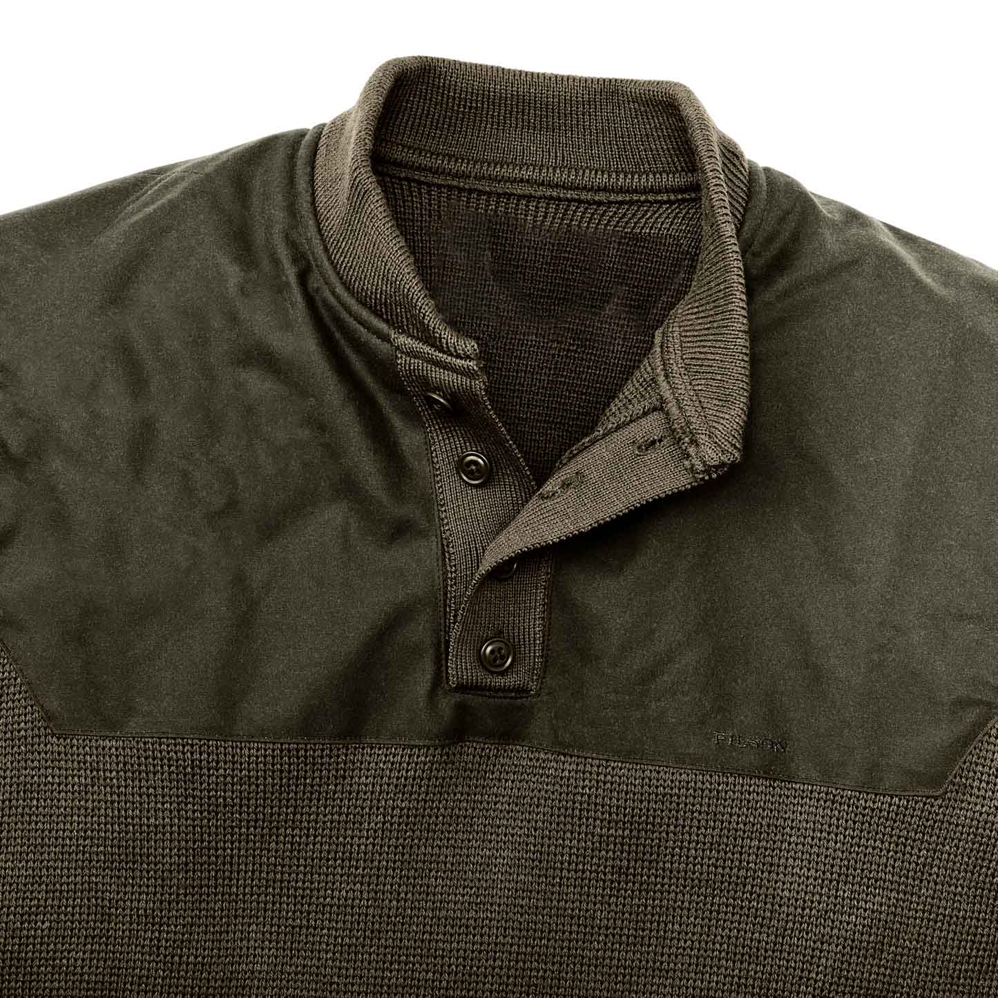 Men's Vintage Army Green Paneled Knit Henley Sweater-Unitsen