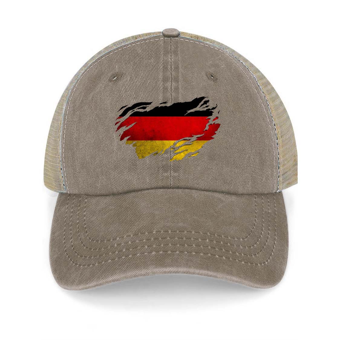 Vintage German Flag Washed Cotton Panel Mesh Sun Hat-Unitsen