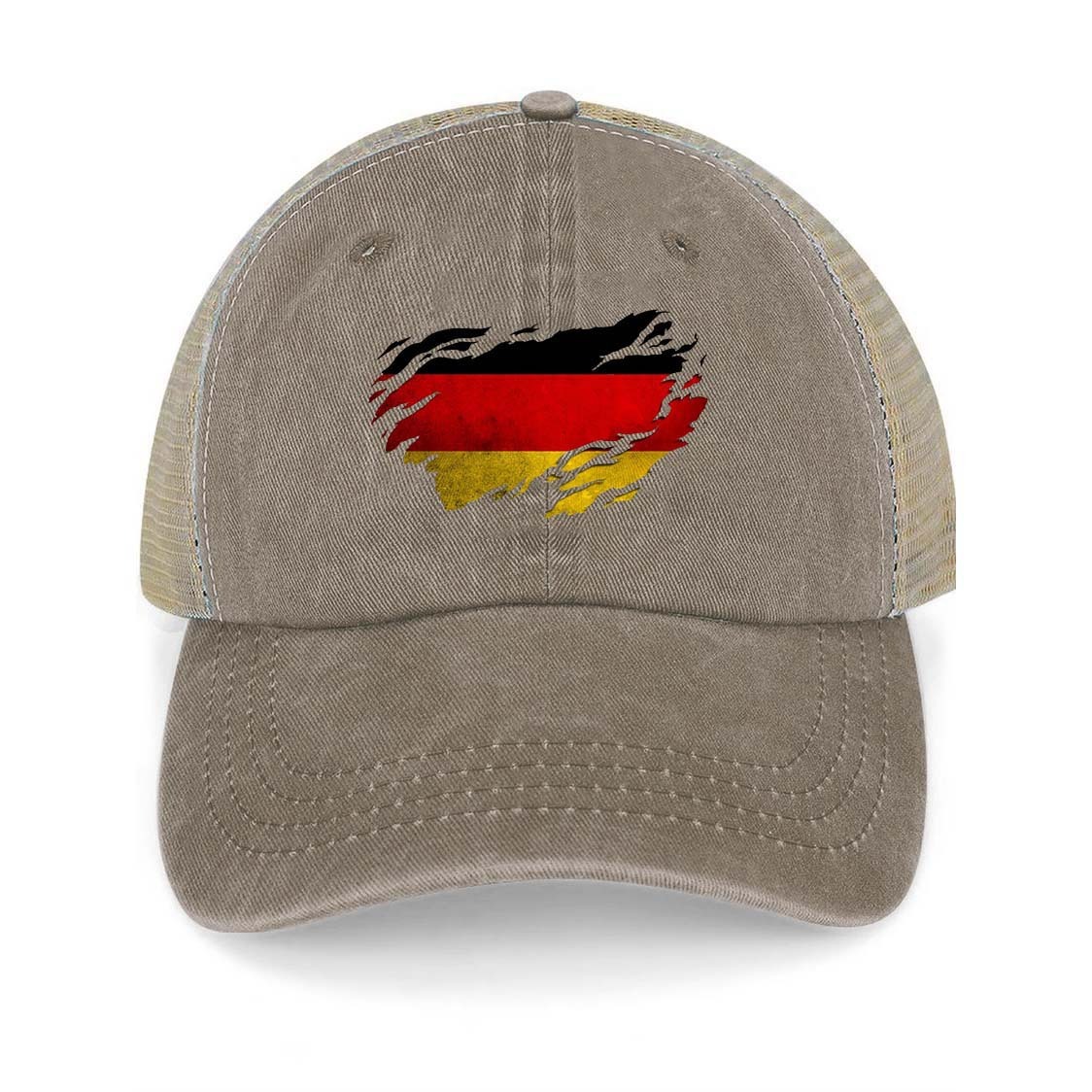 Vintage German Flag Washed Cotton Panel Mesh Sun Hat-Unitsen