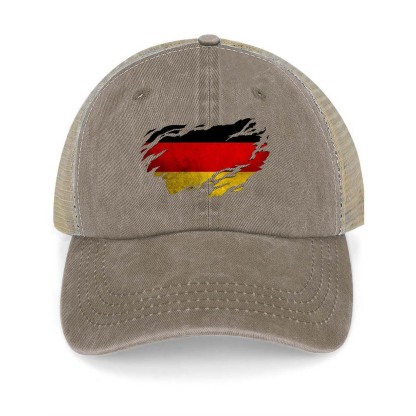 Vintage German Flag Washed Cotton Panel Mesh Sun Hat-Unitsen