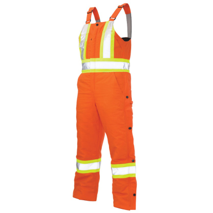 Men's Orange Work Duck Insulated Safety Bib Overall