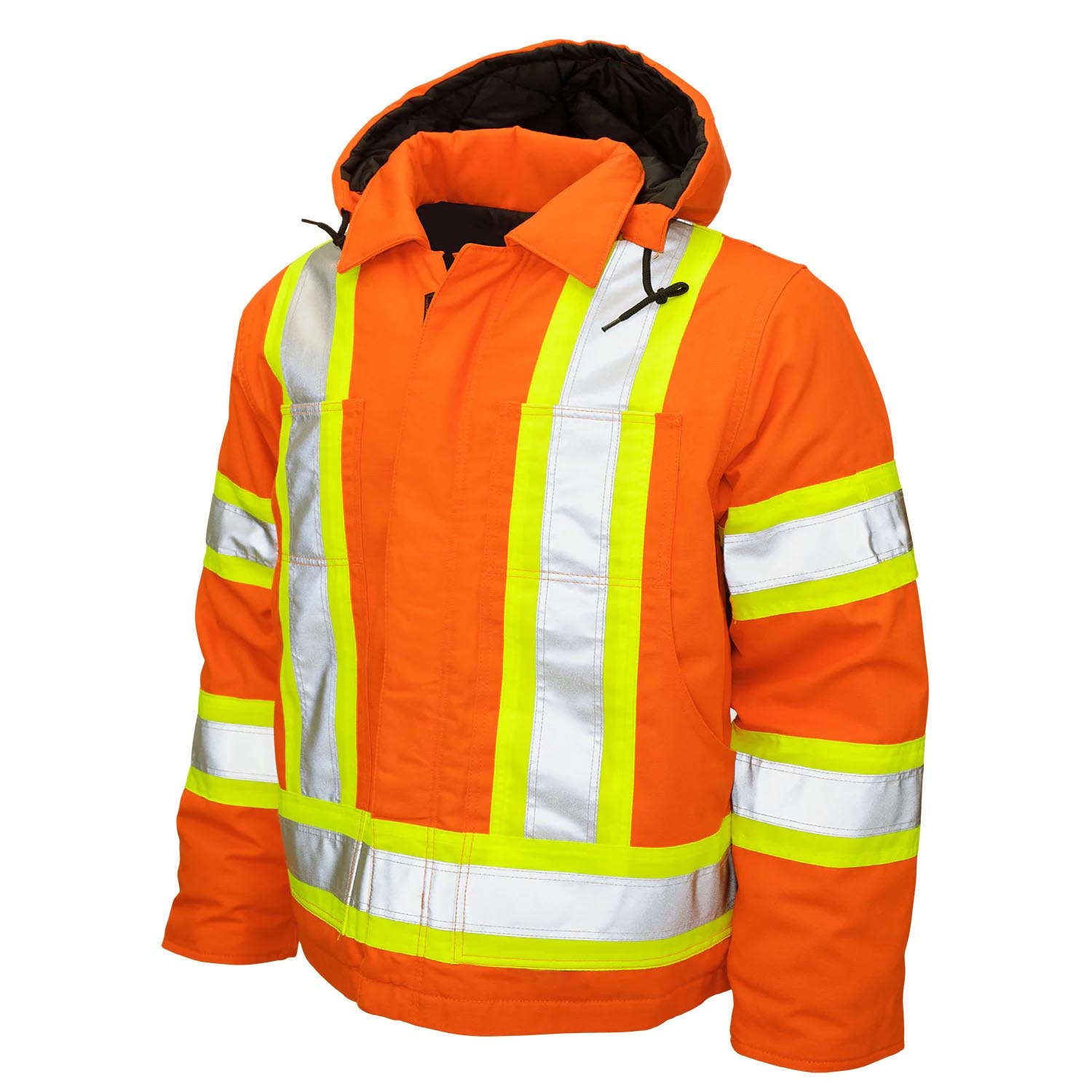 Men's Orange Work Tough Duck Duck Safety Hooded Jacket